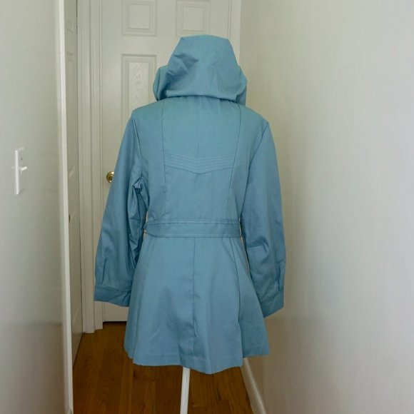 💜 VINTAGE Light Blue Hooded Long Sleeve Jacket/Coat - Picture 14 of 15